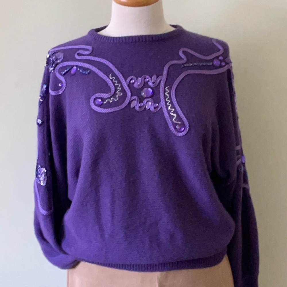 Vintage Purple Knit Sweater, Size M